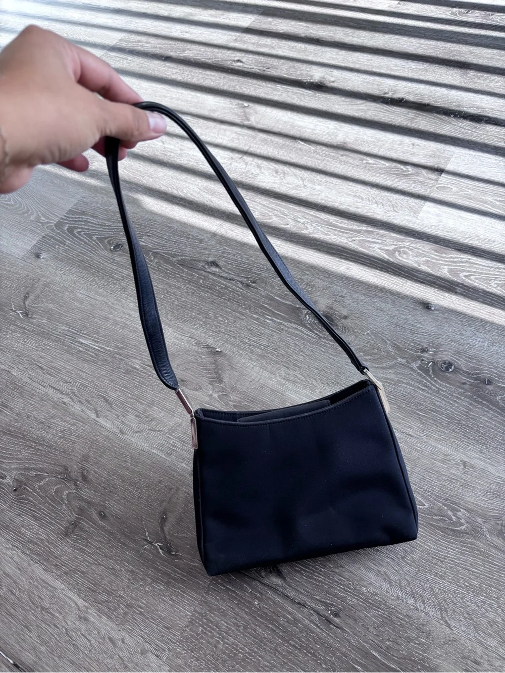 Anne Klein Black Shoulder Bag with Silver Accents